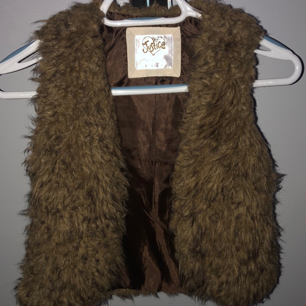 Brown fuzzy vest.